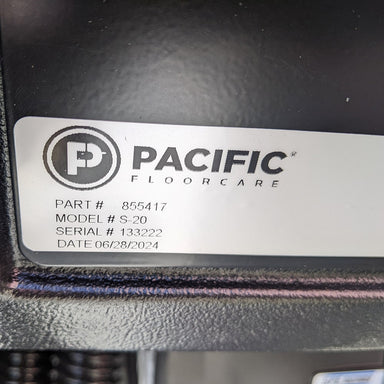 Pacific Floorcare S20 Orbital Scrubber - Serial Number Plate and Date of Manufacturing