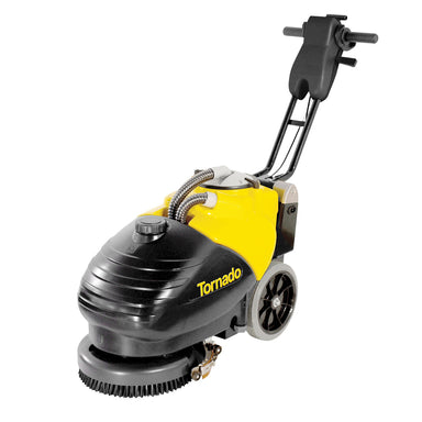 Tornado BD 14/4 Compact Cordless Auto Scrubber - Main Front View, Yellow and Black Design