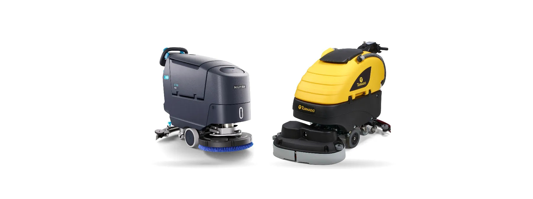 Nilfisk SC550 and Tornado BD 26/20 walk-behind floor scrubbers