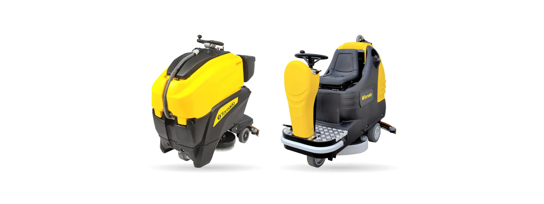 Tornado BDSO 27/28 stand-on and Tornado BR 28/27 ride-on floor scrubbers