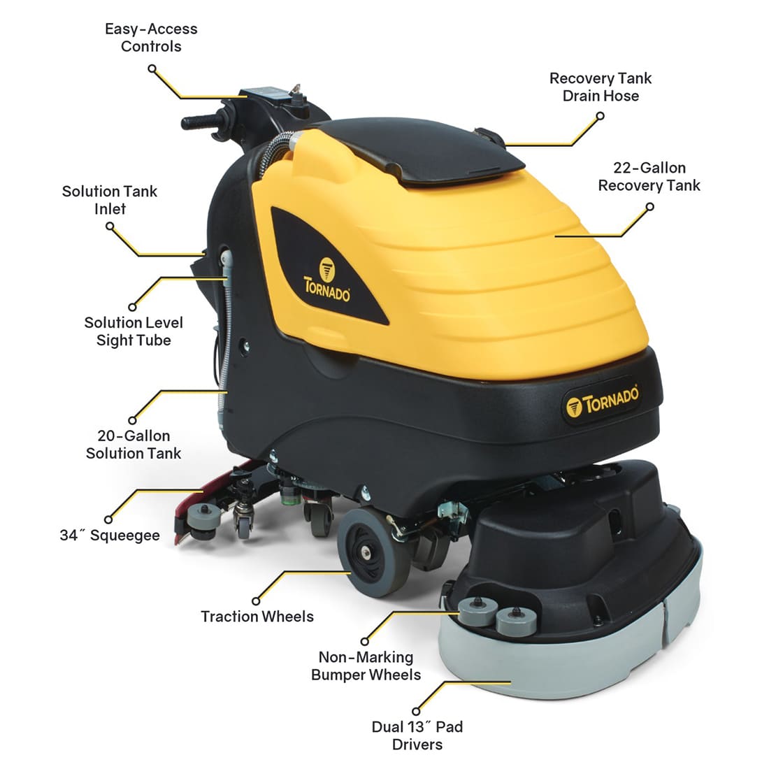 Tornado® BD 26/20 Walk-Behind Disk Auto Scrubber