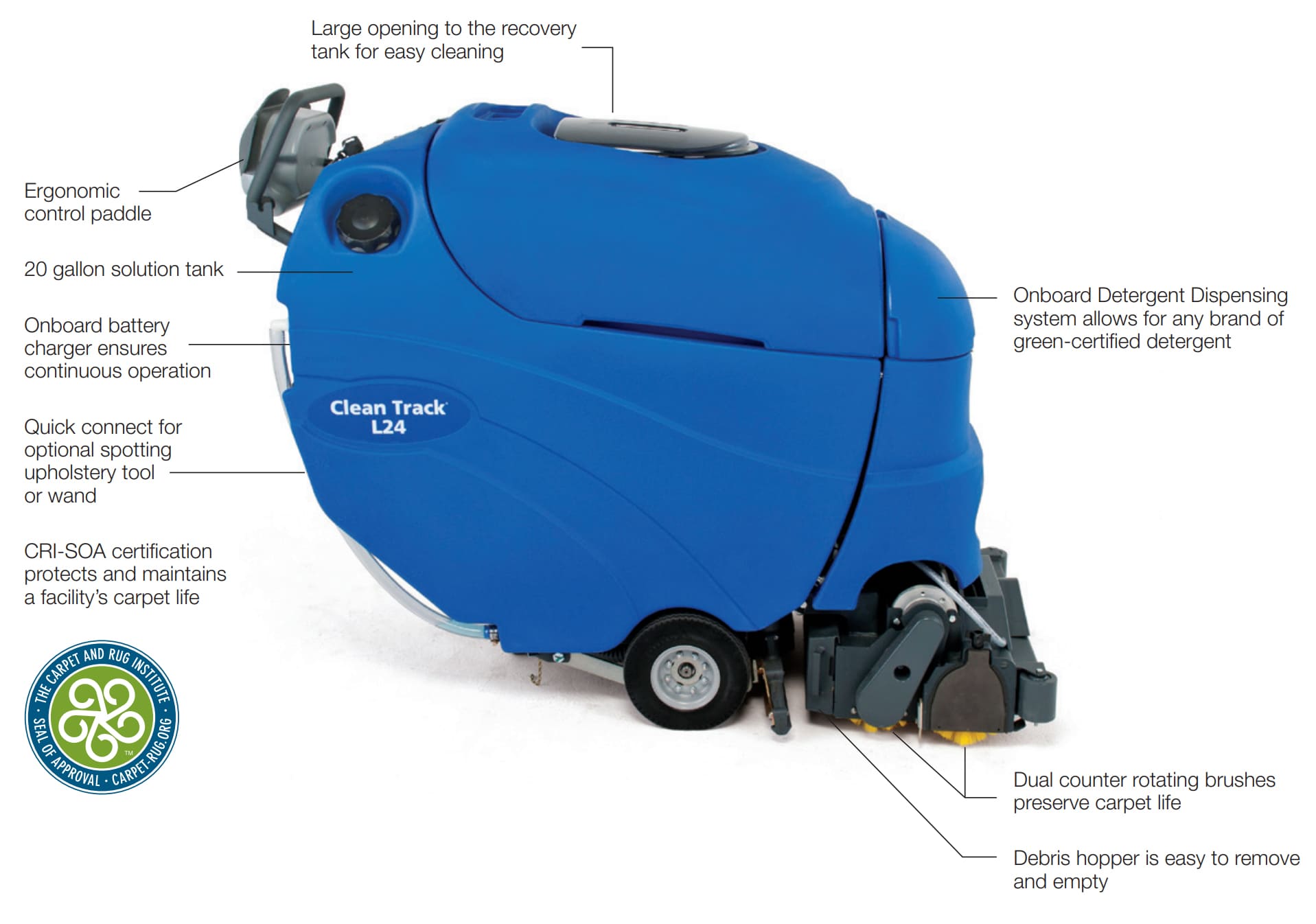 Clarke® Clean Track L24 Self-Contained Carpet Extractor - Battery Powered