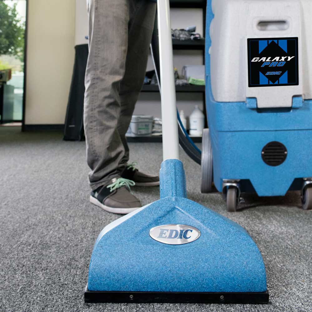 EDIC Galaxy Pro 2700 carpet extractor in action with the Triton wand