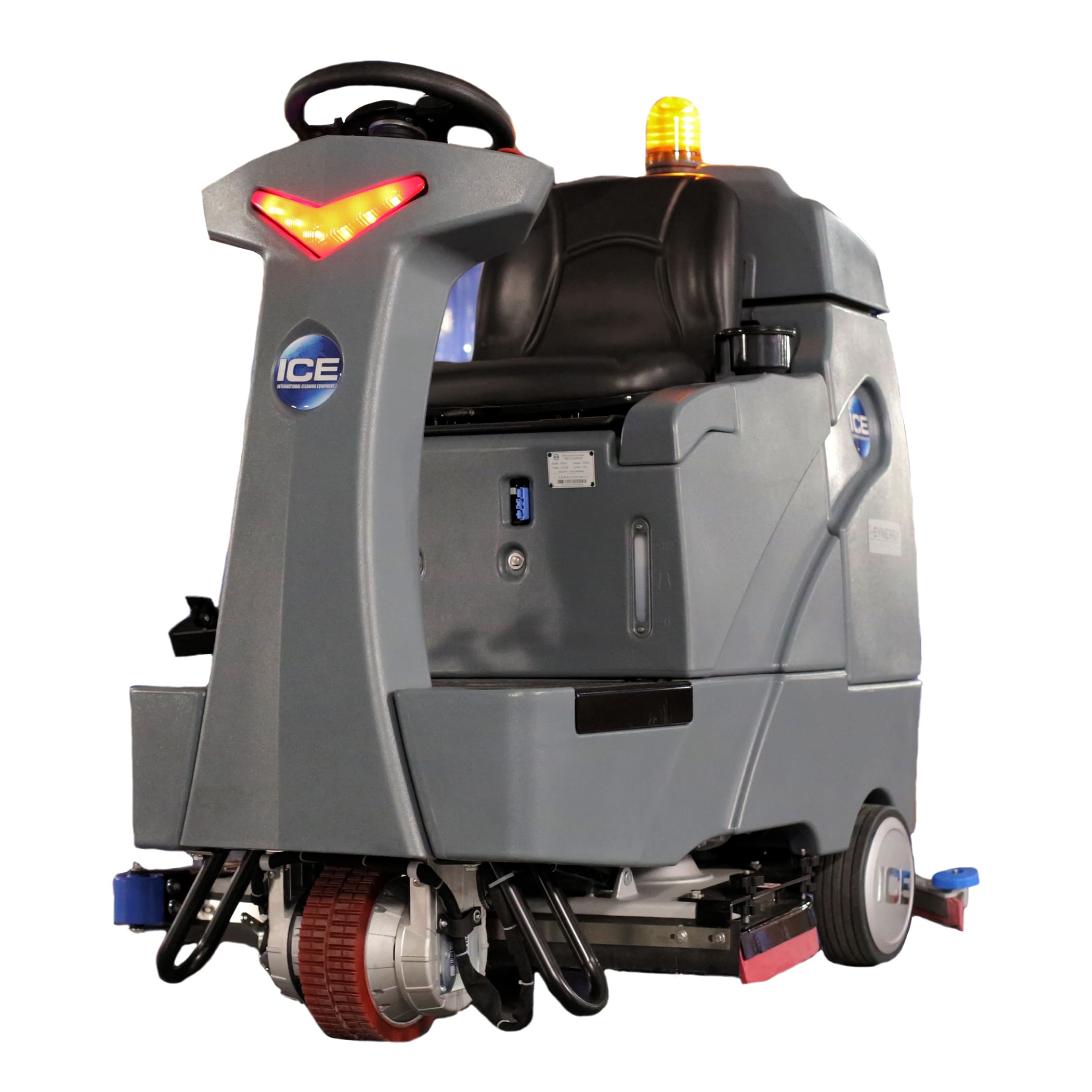 Front Left View of the ICE i-Synergy RS32L+ Ride-On Floor Scrubber in a Hero Angle