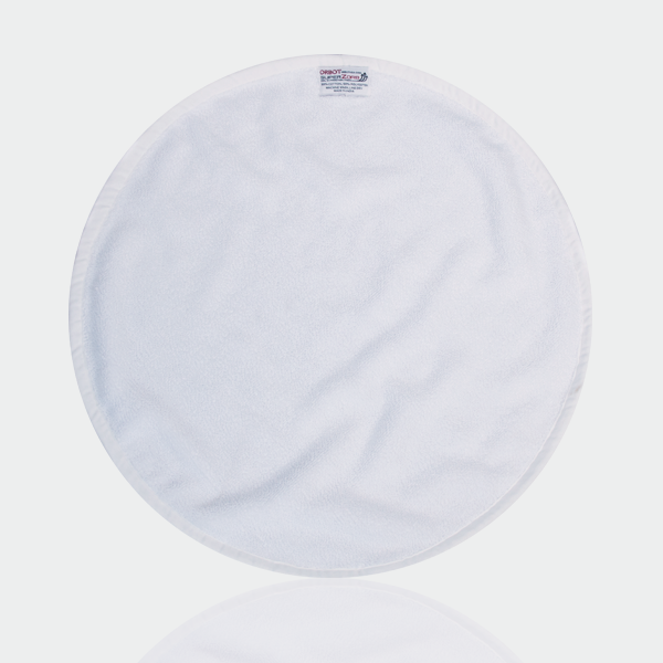 Orbot SuperZorb white absorbent cotton pad, round pad on a white background