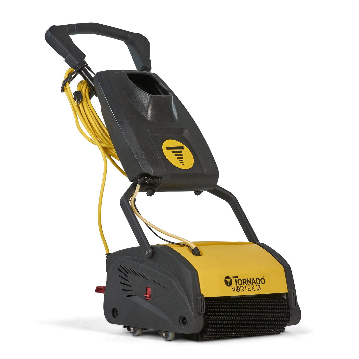 Tornado Vortex 13 V13 Multi-Surface Scrubber Main Picture Front Right View with Handle Optimally Reclined For Operation.
