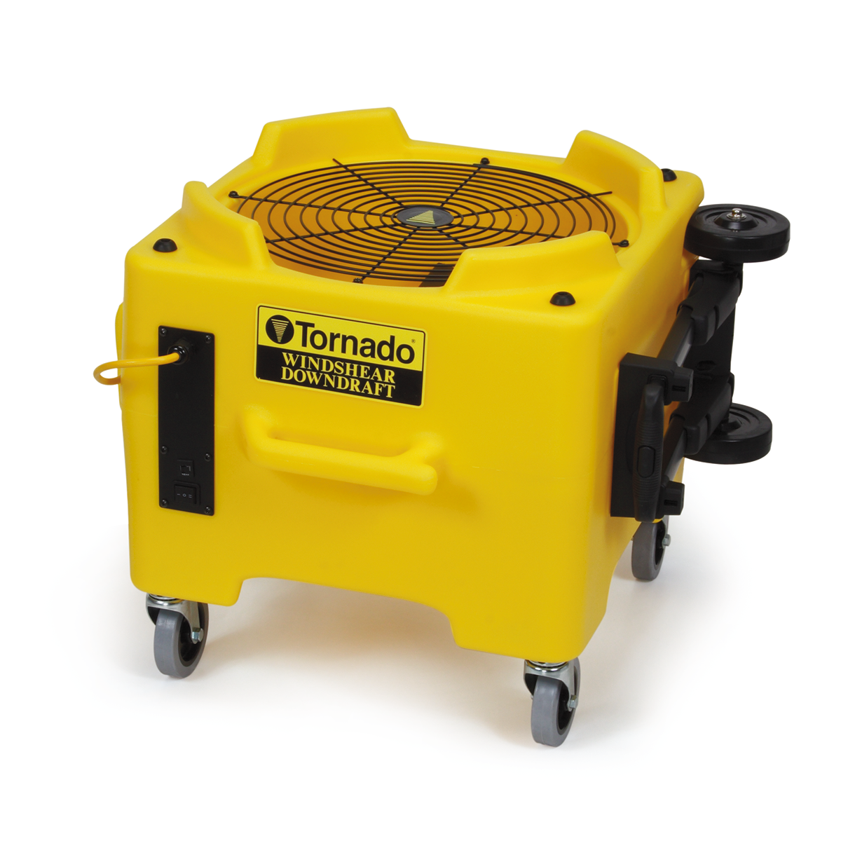 Tornado® Windshear Downdraft Air Mover (#98784) - View of the air mover with retractable handle, operational position.