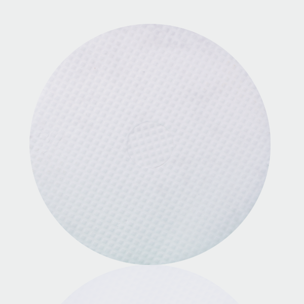 Orbot UltraLift white melamine pad, round pad on a white background