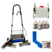 TM4 CRB machine Complete Package: TM4 with renovator trays, the SPX onboard sprayer tank, a case of encapsulating prespray, a spare pair of blue standard brushes and a 20 lb bucket of dry carpet cleaning compound