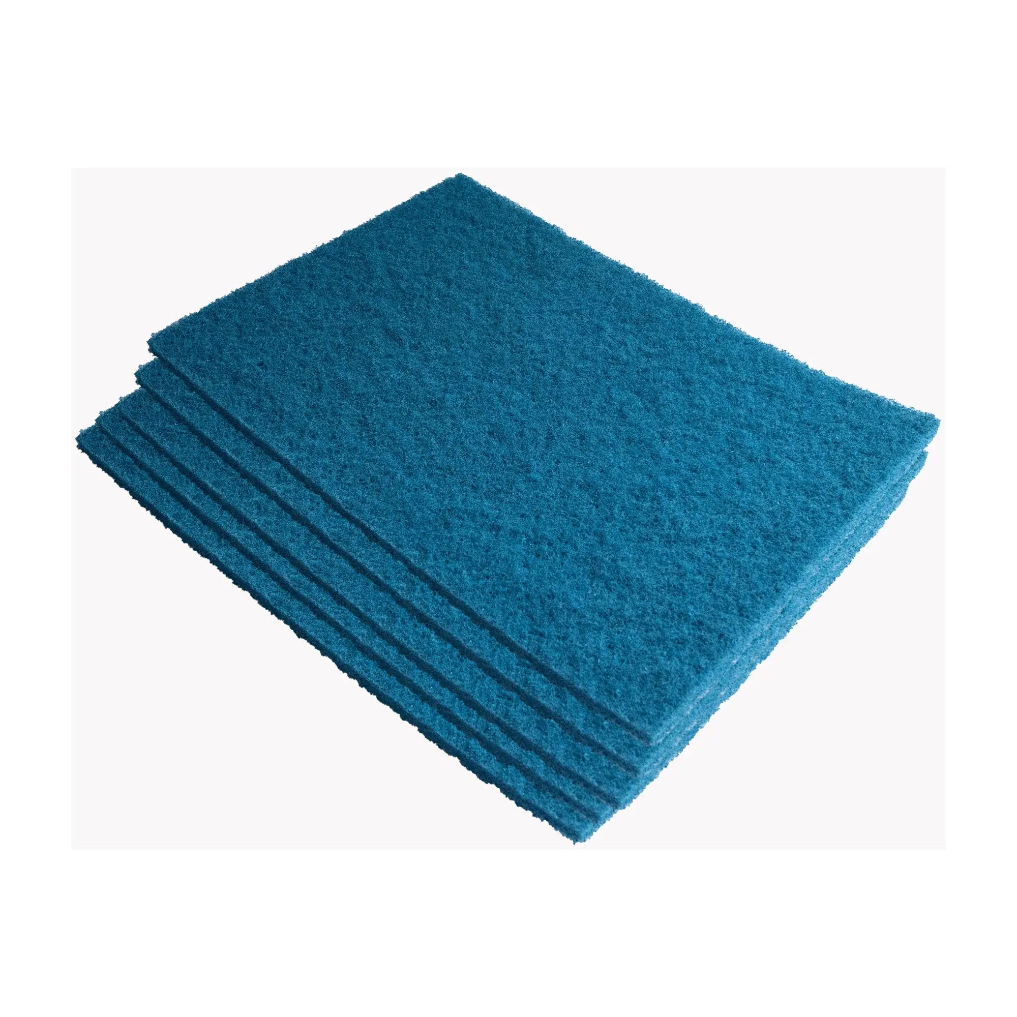Stack of blue Clarke BOOST rectangular scrub pads for heavy scrubbing