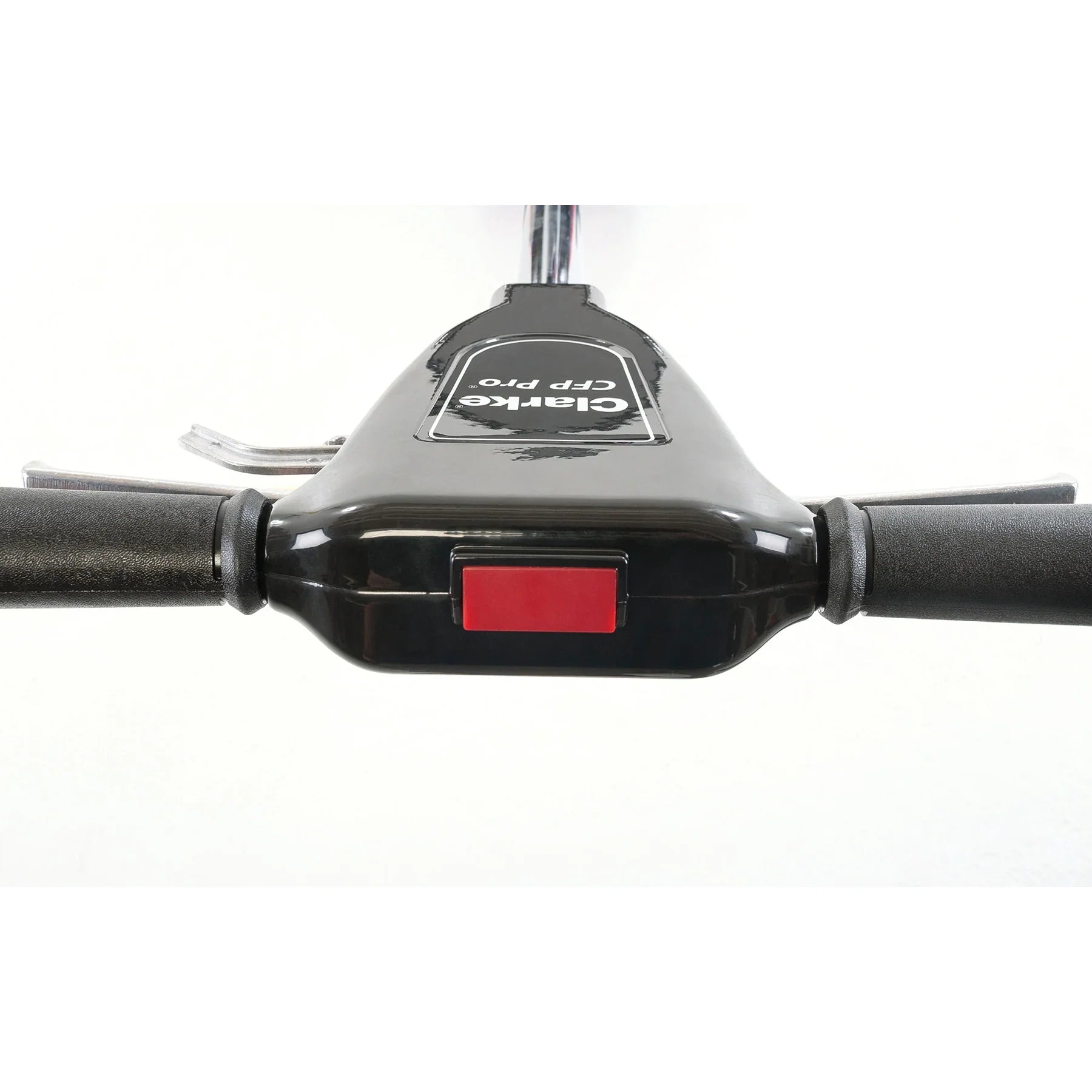 Close-up of the safety lockout switch on the Clarke CFP Pro 20DS handle