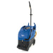 Clarke EX20 portable carpet extractor with the 12-inch stainless steel scrub wand stored upright in its caddy, front left angle