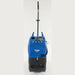 Front of the Clarke EX20 carpet extractor with the scrub wand in the wand caddy and the recovery tank drain hose on the side