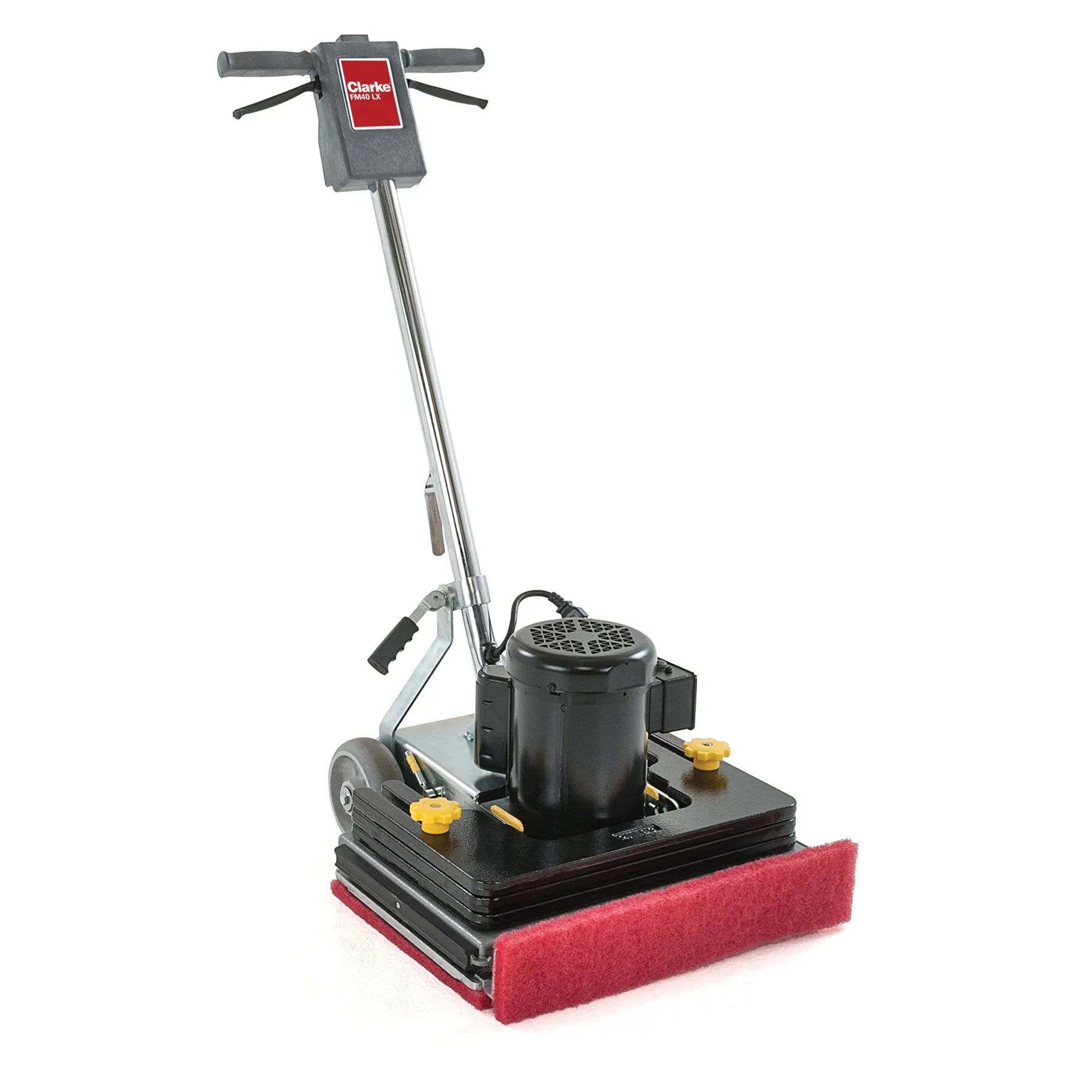 Clarke FM40 LX orbital floor machine, angled view from the right