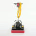 Yellow power cord wrapped on the handle of the Clarke FM40 LX, seen from the front