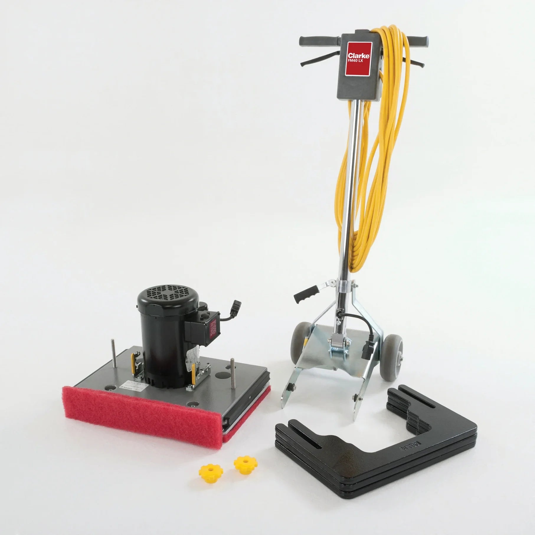 Clarke FM40 LX with the handle assembly separated from the base for transport