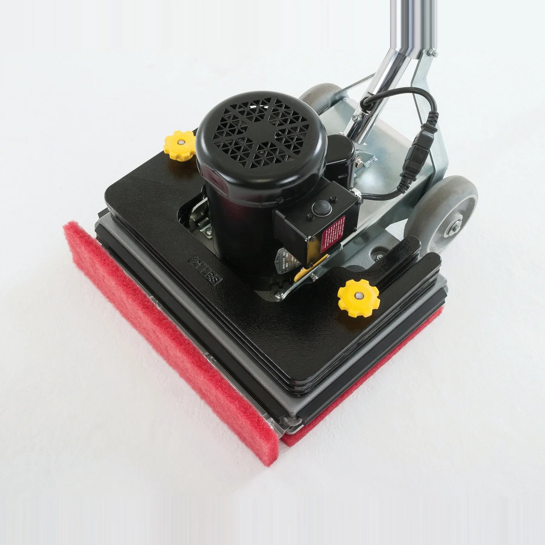Overhead view of the 1.5 hp motor on the base of the Clarke FM40 LX