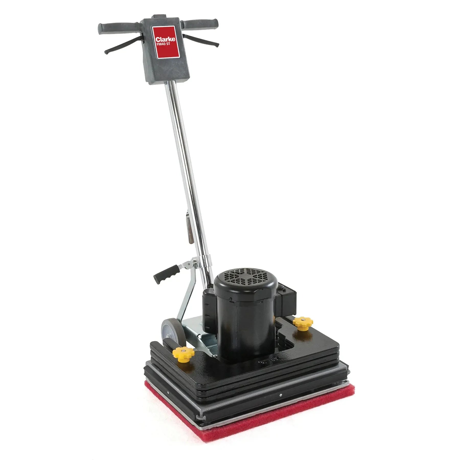 Clarke FM40 ST orbital floor machine with the handle up, angled view from the right