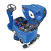 Clarke Focus II MicroRider with the seat and recovery tank tilted up, showing the four 6 volt batteries in the compartment underneath