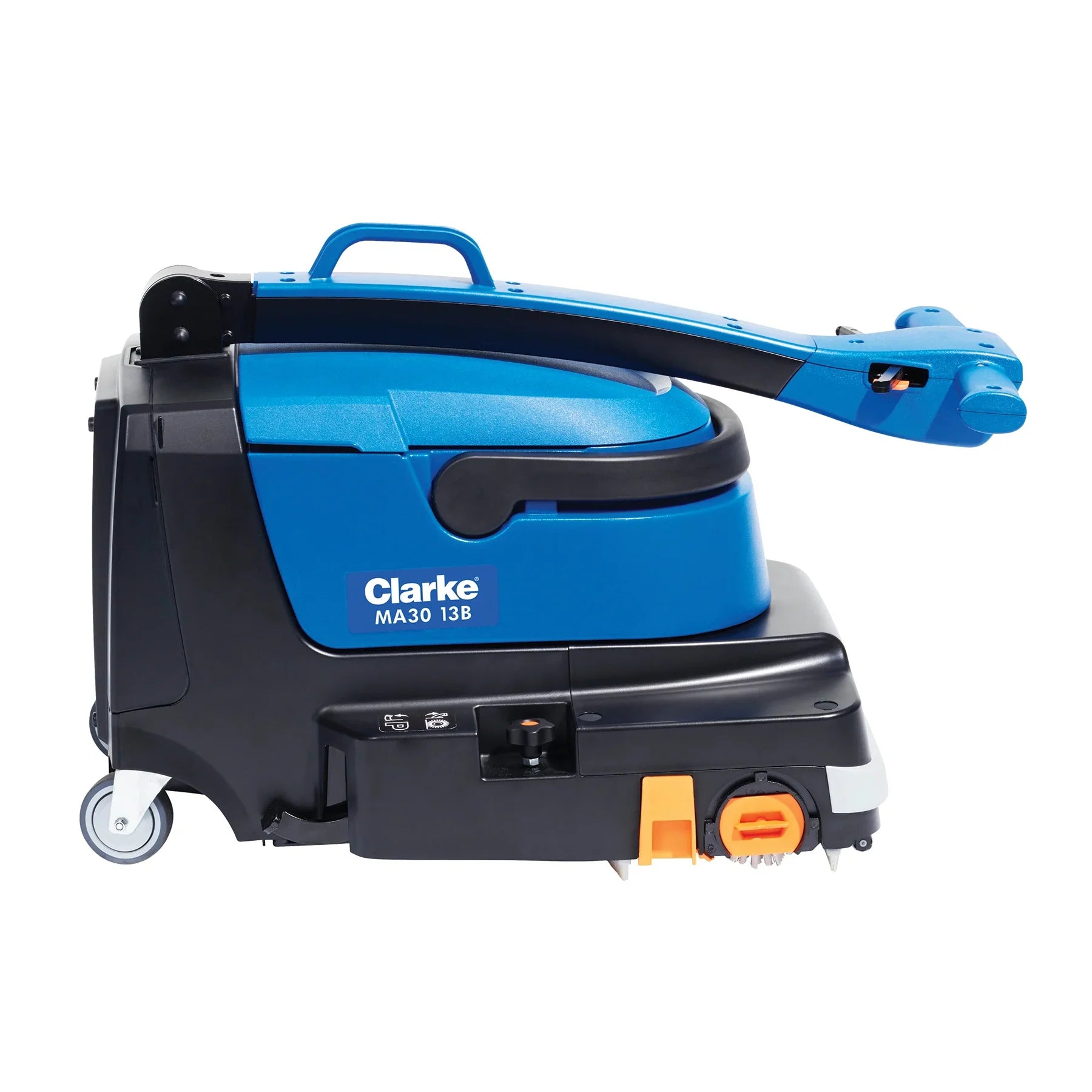 Clarke MA30 13B micro scrubber with the handle folded over for storage and transport