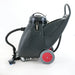 Clarke Summit Pro 18SQ wet/dry vacuum seen from the side, with the 10-inch rear wheels, open storage handle and front squeegee