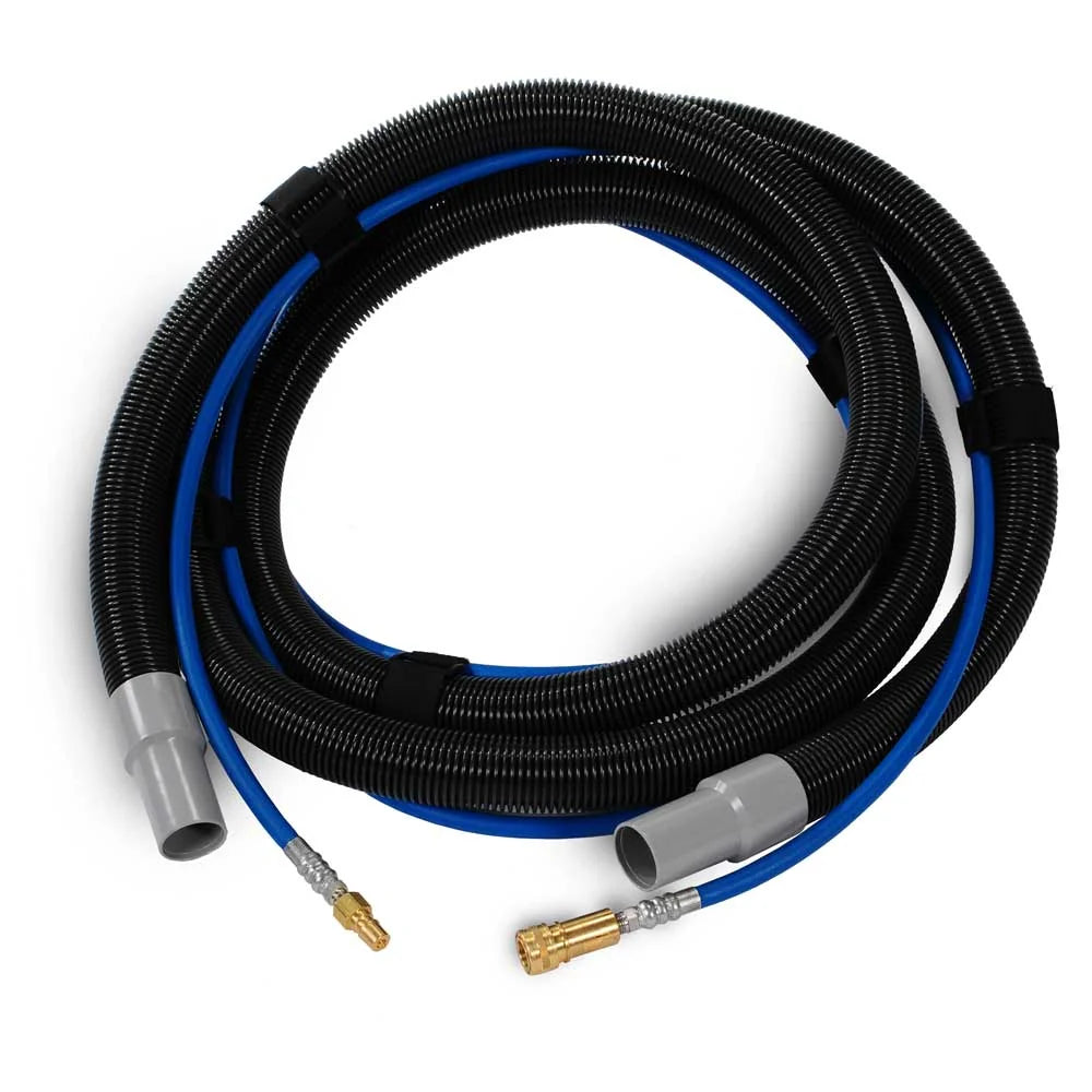 EDIC 1040AC-HPB 15 ft vacuum and solution hose assembly for Galaxy automotive extractors, coiled, on white