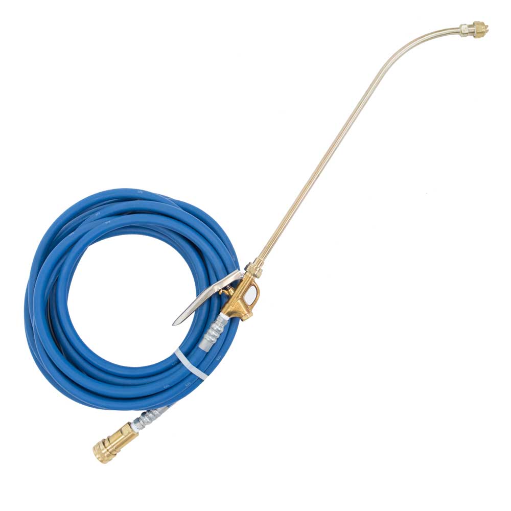 EDIC 323ACH brass pre-spray wand with 25 ft solution hose and quick disconnect, on white