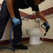 Rinsing a toilet with the EDIC spray gun on an Endeavor