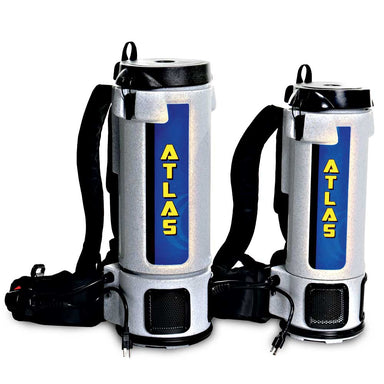 EDIC Atlas 6 qt and 10 qt backpack vacuums side by side