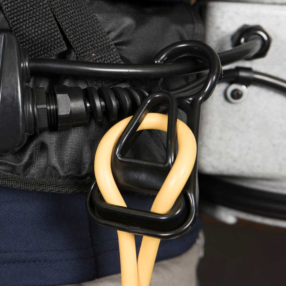 Power cord strain relief on the EDIC Atlas backpack vacuum