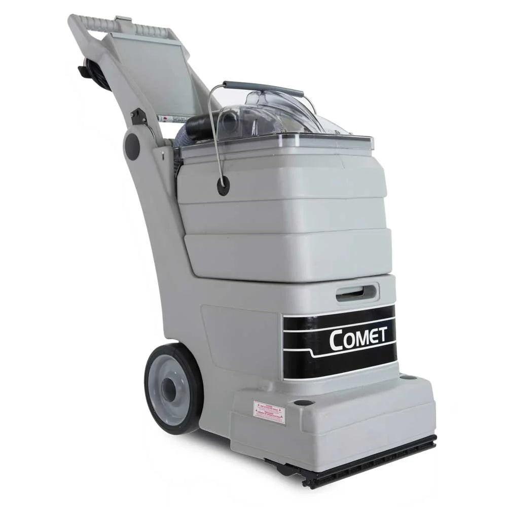 EDIC Comet 419TR self-contained carpet extractor, front right view with the handle up