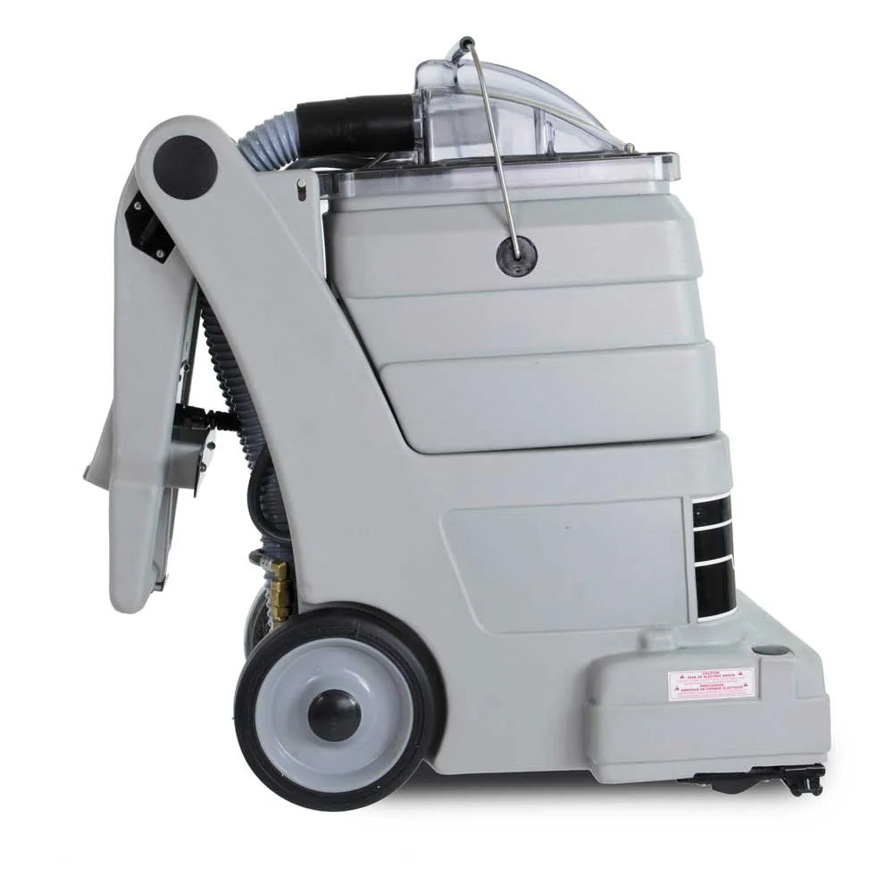 EDIC Comet 419TR carpet extractor, right side view with the handle folded down for storage