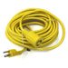 EDIC B11769 50 ft yellow power cord with twist-lock connector and standard grounded plug, on white