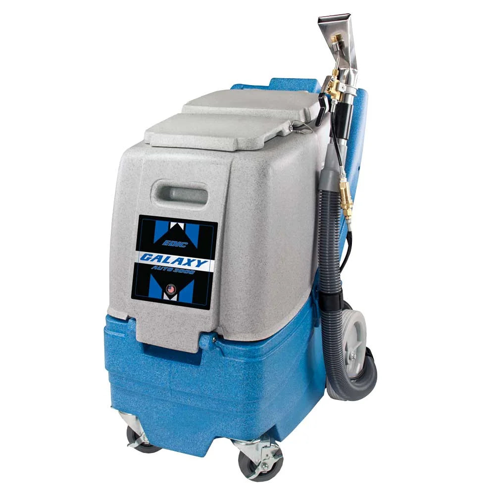 EDIC Galaxy Auto 3000 3139BX-EH 12 gallon auto detailing extractor with 1,000 W heater, 15 ft hose and stainless steel detailing tool, on white