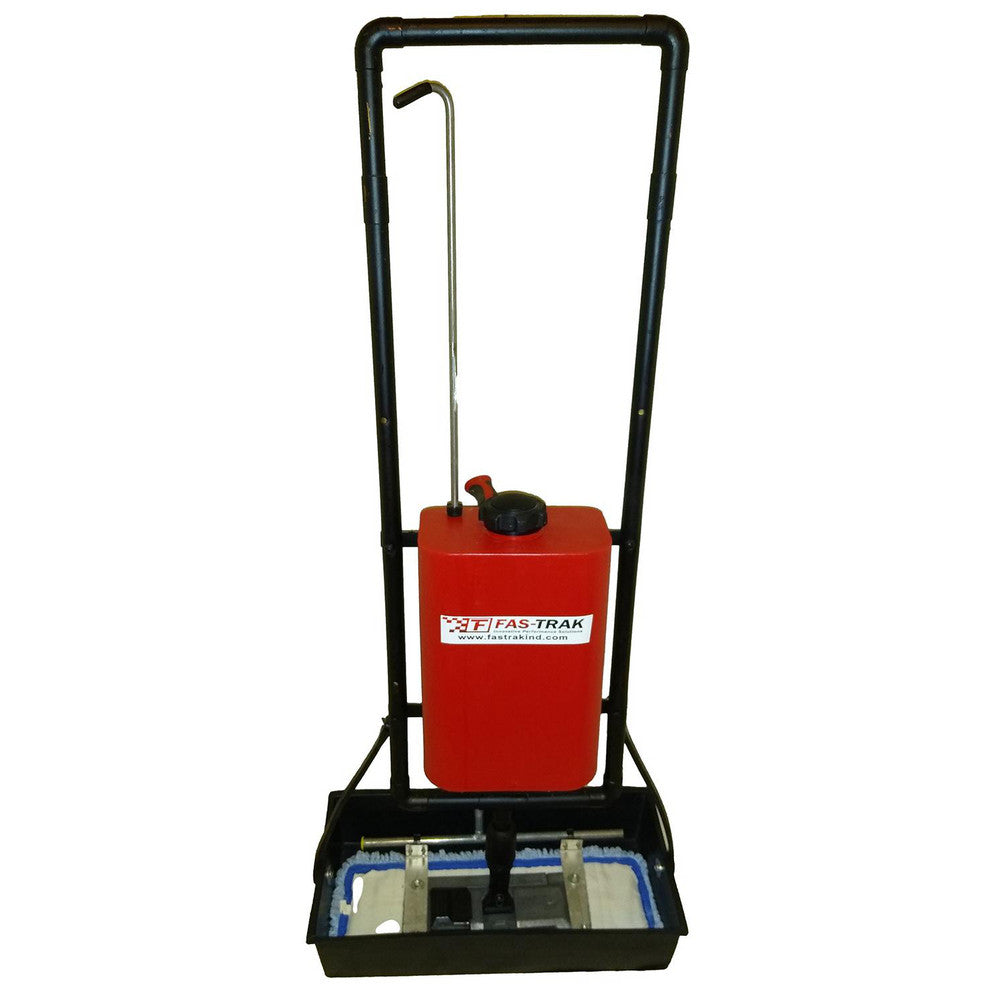 Fas-Trak Micro-Trak Plus finish applicator showing the red tank, black frame and upright handle