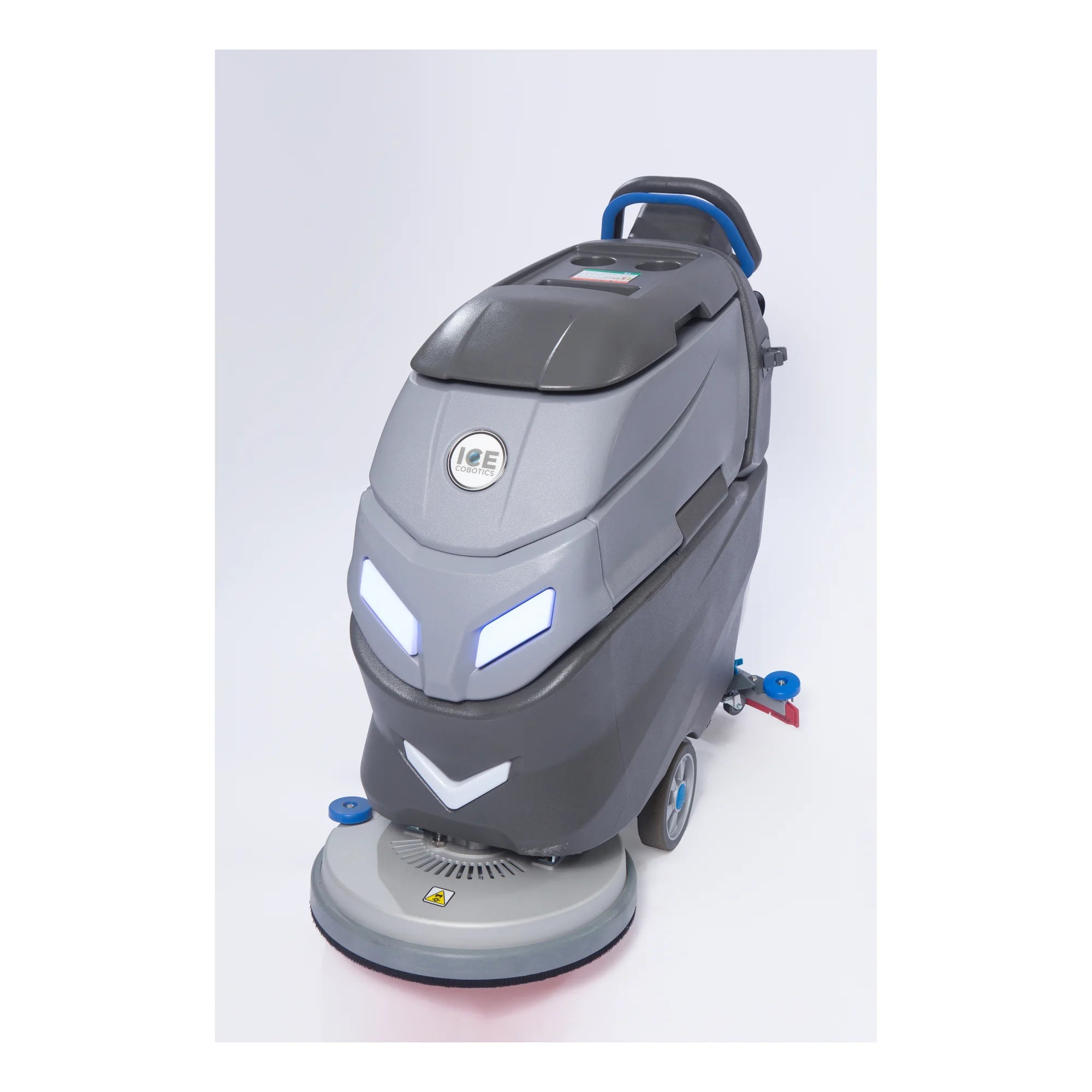 ICE i20YT 20-inch walk-behind floor scrubber, front left view, on white