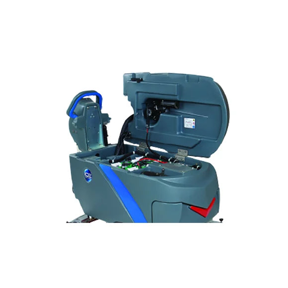 ICE i28BT with the recovery tank tilted open, showing the battery compartment underneath