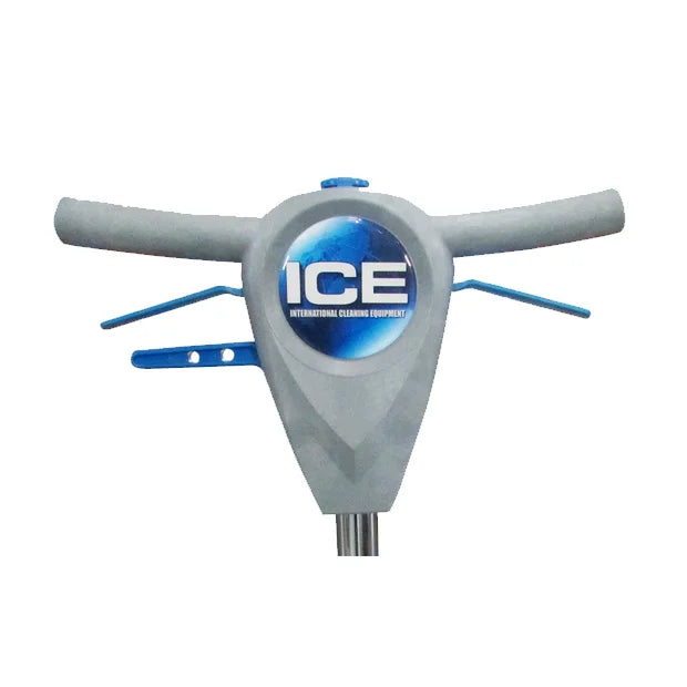 Close-up of the ICE iB1500 handle with two blue trigger levers and the blue safety lock-out button on top
