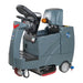 ICE RS32+ rider scrubber from a rear angle, showing the curved squeegee behind the scrub deck