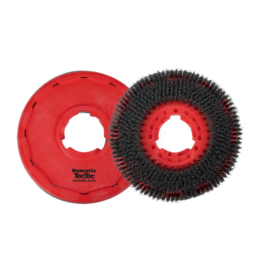 NaceCare 918293 370 mm Ten-Tec red level scrub brush with red backing plate
