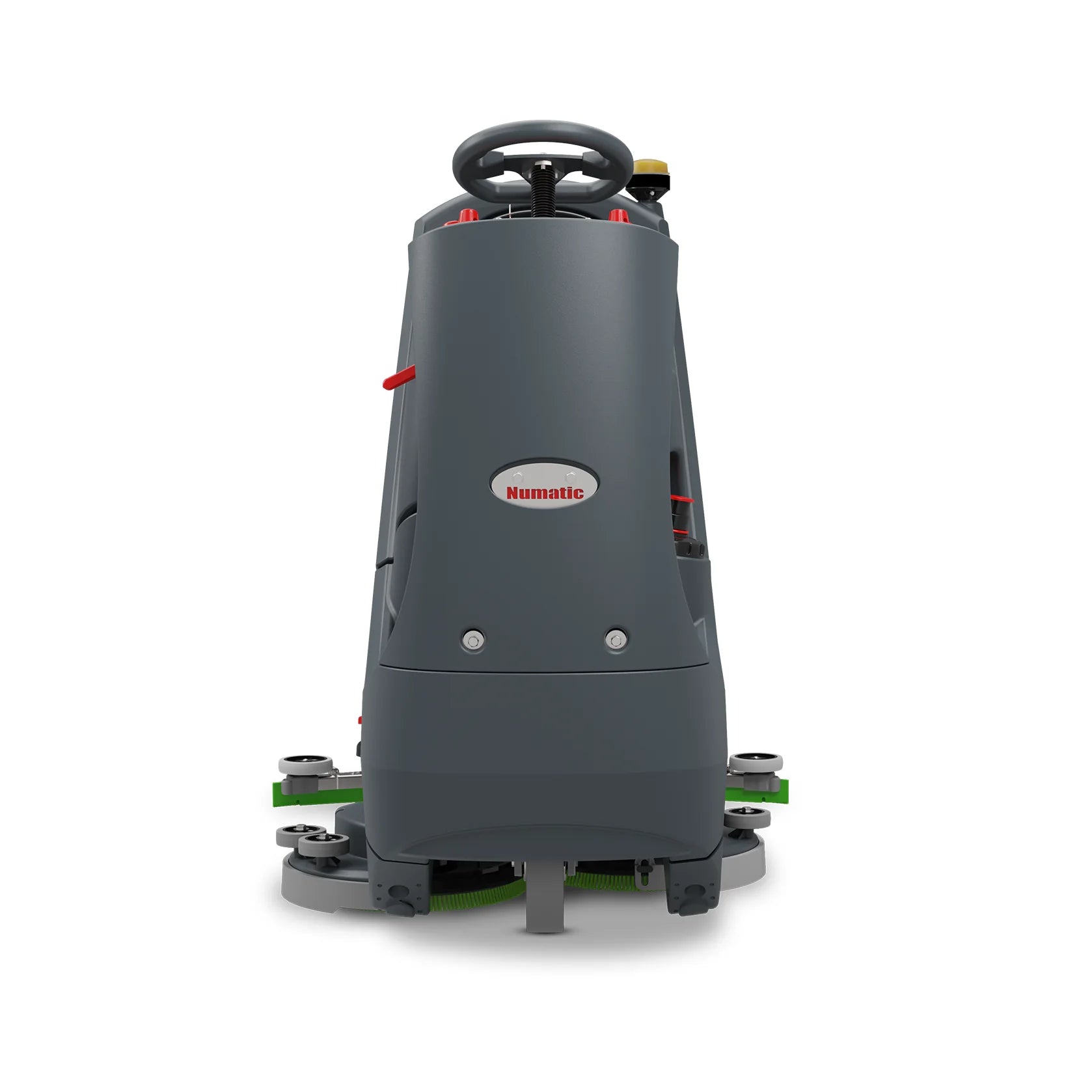 Rear view of the NaceCare CRL 2128 compact ride-on floor scrubber