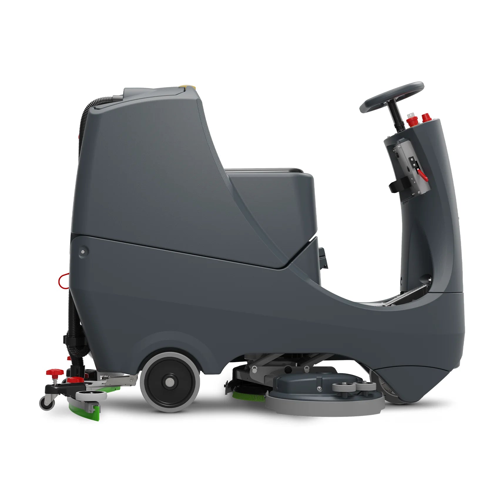 Second right-side view of the NaceCare CRL 2128 compact ride-on floor scrubber
