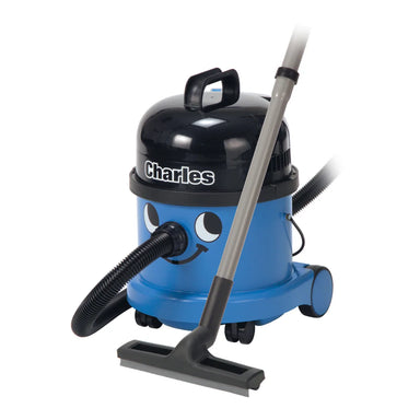 NaceCare CVC 370 Charles 4-gallon wet dry vacuum, blue tank with black head, front view
