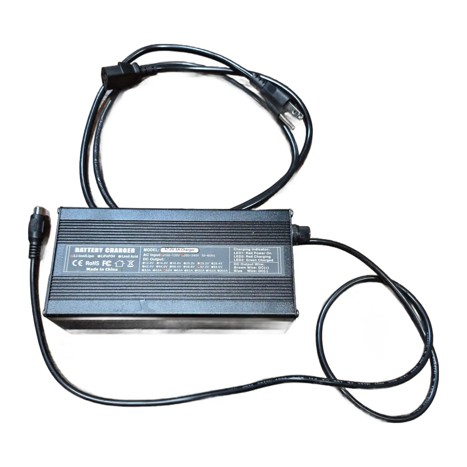 NaceCare Duplex Lite 120V battery charger K-42067V5A with power cord and DC output cable