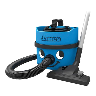 NaceCare James JVP 180 blue commercial canister vacuum with hose and floor tool