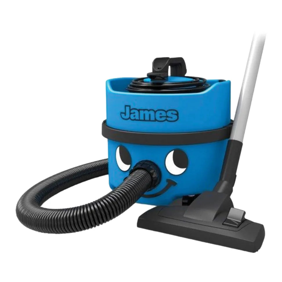 NaceCare James JVP 180 blue commercial canister vacuum with hose and floor tool
