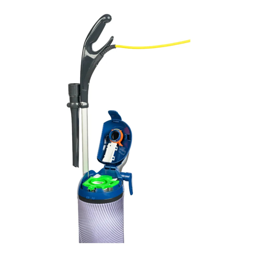 On-board hose pulled out of the NaceCare upright vacuum handle for above-floor cleaning