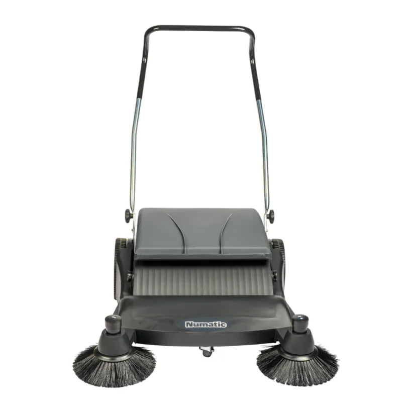 NaceCare NC 3 26-inch manual push sweeper, front view with two side brooms