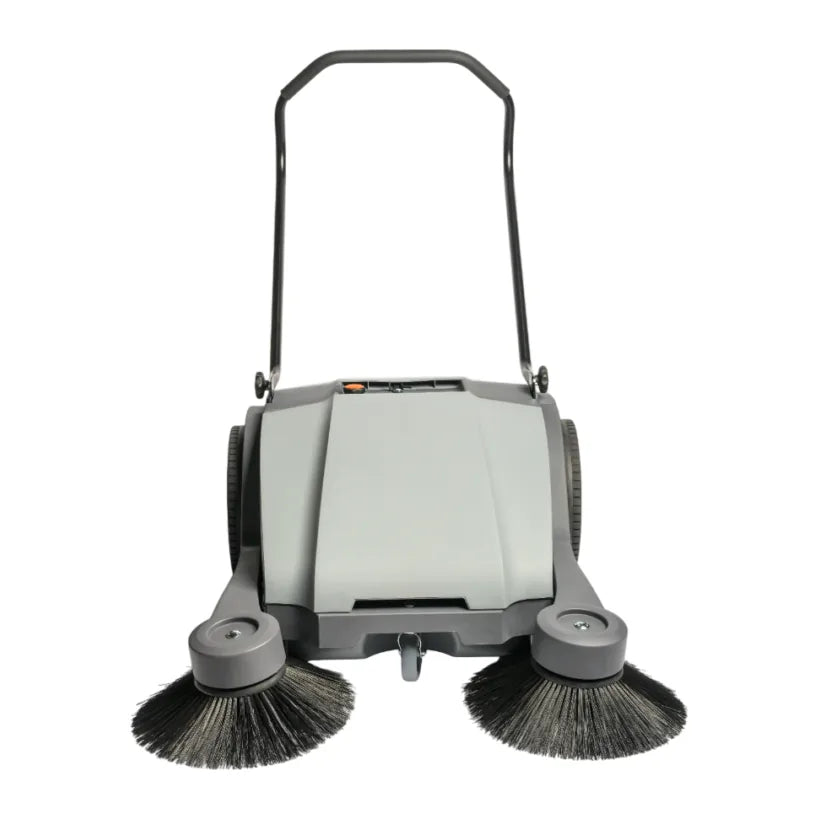 NaceCare NC 4 32-inch manual walk-behind sweeper, front view with two side brooms
