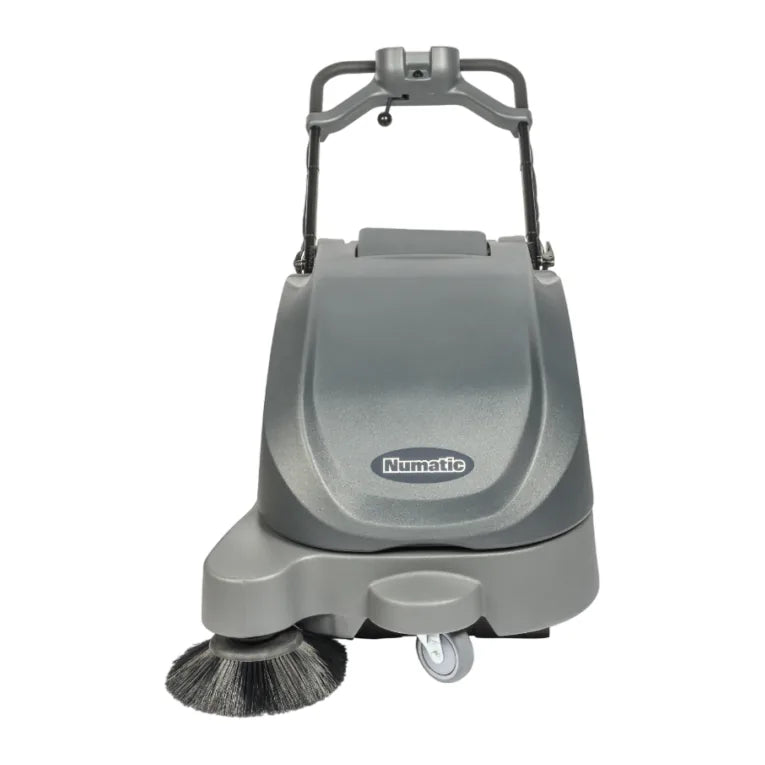 NaceCare NC 5 26-inch battery walk-behind sweeper, front view with its side broom